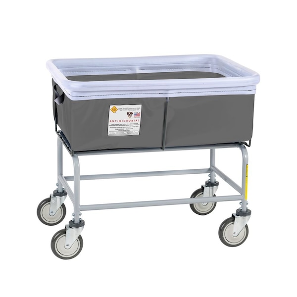 Antimicrobial Elevated Basket Truck, Vinyl, Bumper, 3 Bushel, Gray